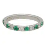 Emerald and Diamond Half Eternity Band Ring