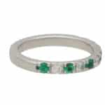 Emerald and Diamond Half Eternity Band Ring