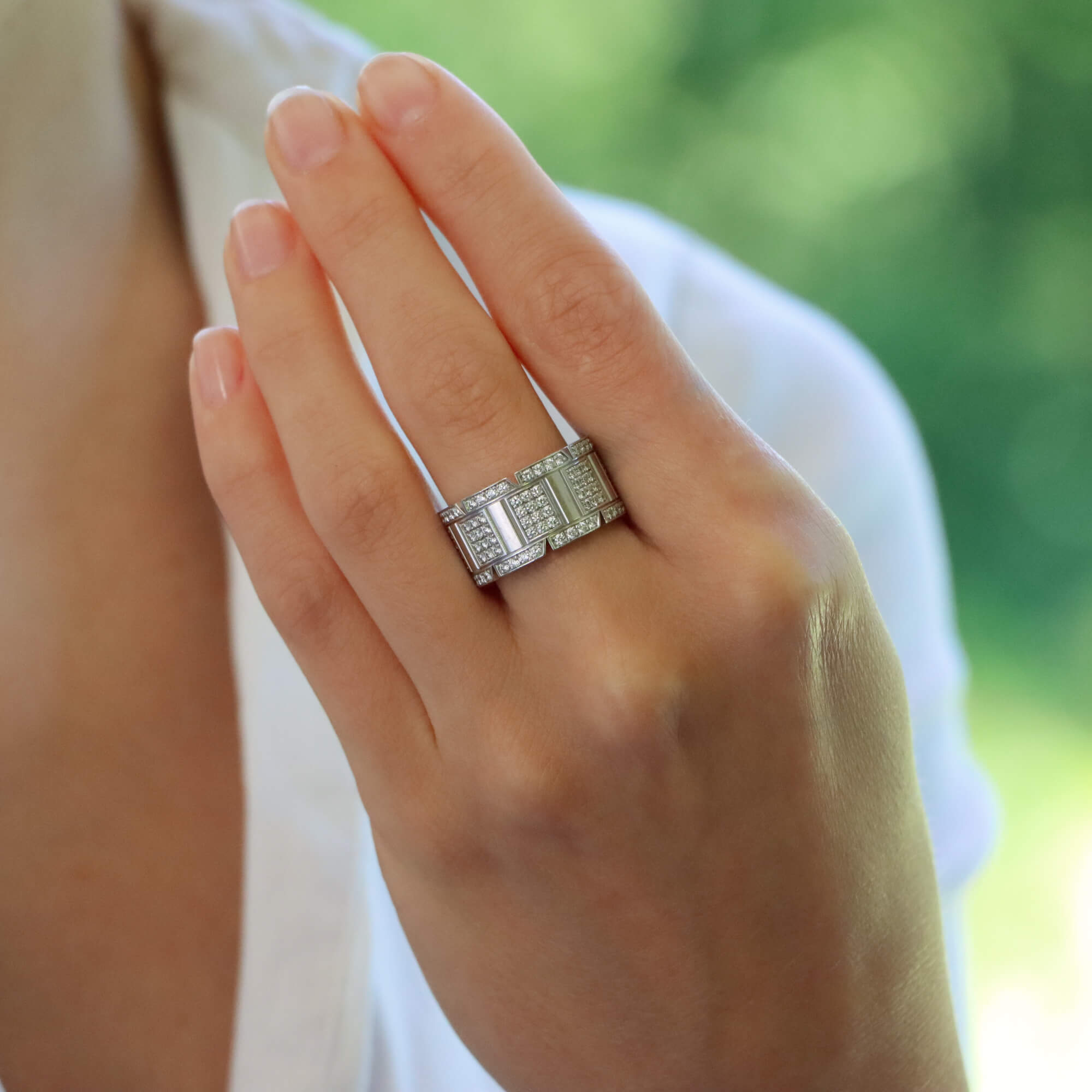 Vintage Cartier Diamond Tank Francaise Band Ring at Susannah Lovis Jewellers