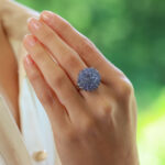 Hydrangea Briolette Blue Sapphire and Diamond Cluster Ring