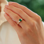 Emerald and Diamond Three Stone Ring