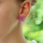 Hydrangea Briolette Floral Pink Sapphire Cluster Earrings