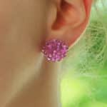 Hydrangea Briolette Floral Pink Sapphire Cluster Earrings