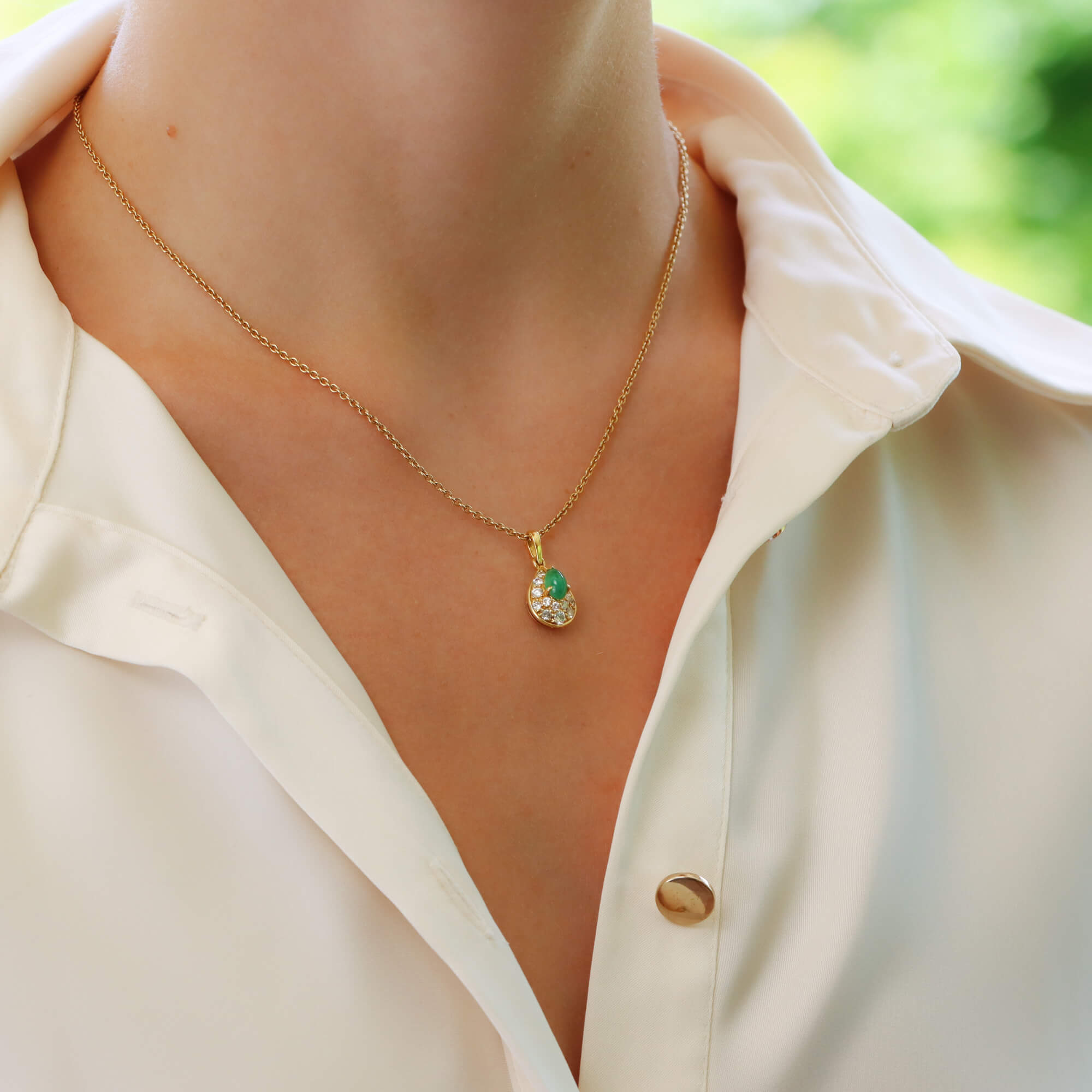 Vintage Van Cleef & Arpels Chrysoprase and Diamond Pendant at