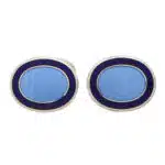 Navy and Light Blue Enamel Swivel Back Cufflinks