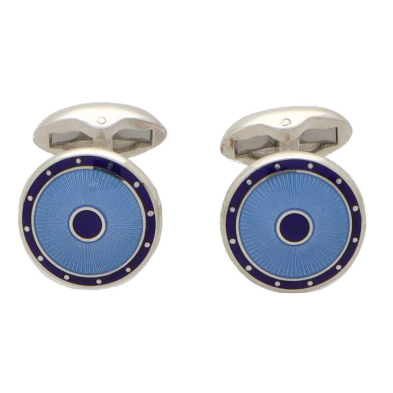 Navy and Light Blue Enamel Shield Cufflinks