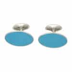 Elongated Oval Turquoise Blue Enamel Cufflinks