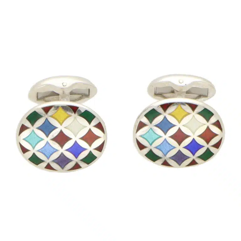Multi-Coloured Harlequin Style Swivel Back Cufflinks