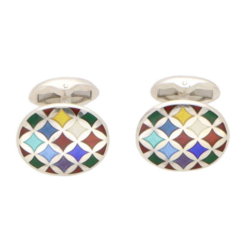 Multi-Coloured Harlequin Style Swivel Back Cufflinks