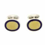 Yellow and Blue Enamel Swivel Back Cufflinks