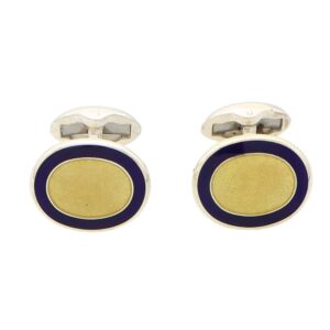 Yellow and Blue Enamel Swivel Back Cufflinks