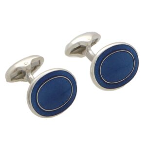 Denim Textured Blue Swivel Back Cufflinks