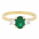 Emerald and Diamond Three Stone Ring