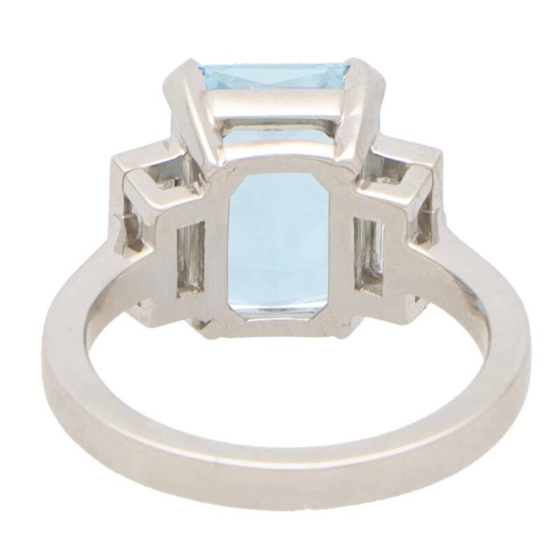 Art Deco Inspired Aquamarine and Diamond Ring