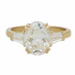 GIA Certified 3.01ct Oval Cut Diamond Three Stone Ring