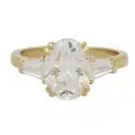 GIA Certified 3.01ct Oval Cut Diamond Three Stone Ring