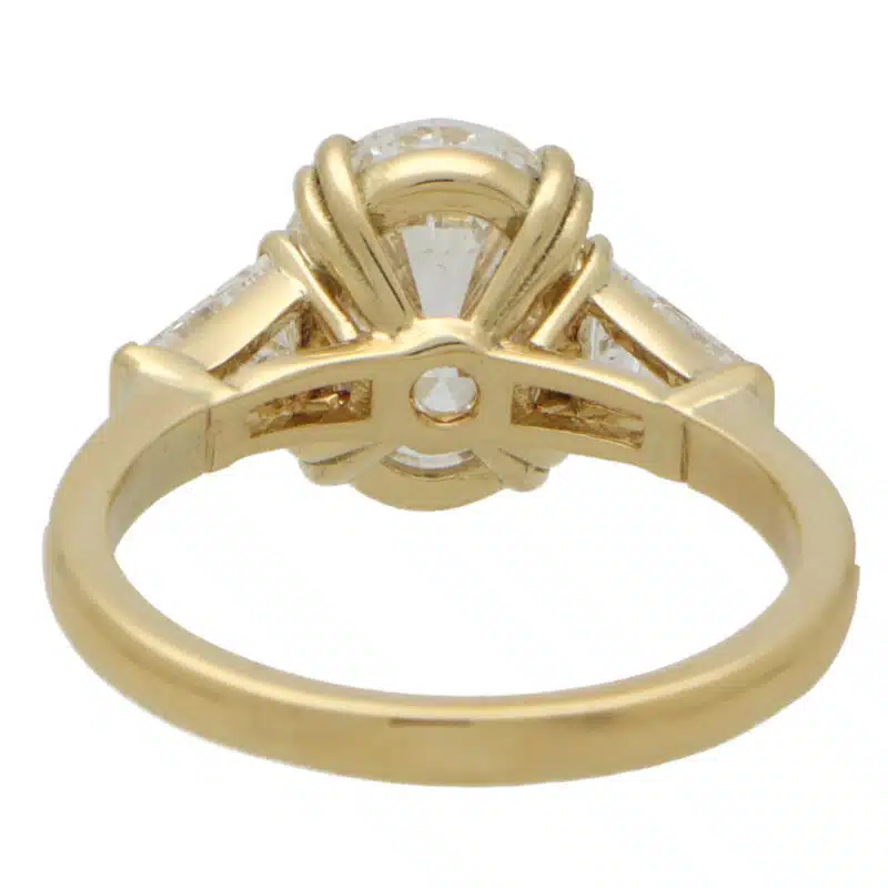 GIA Certified 3.01ct Oval Cut Diamond Three Stone Ring