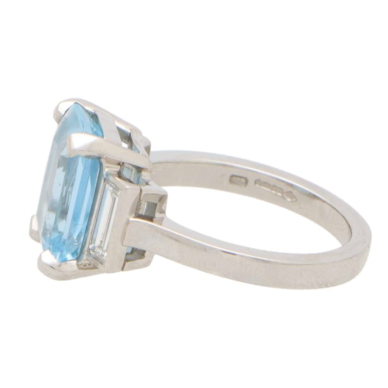 Art Deco Inspired Aquamarine and Diamond Ring