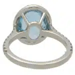 Aquamarine and Diamond Halo Ring in Platinum