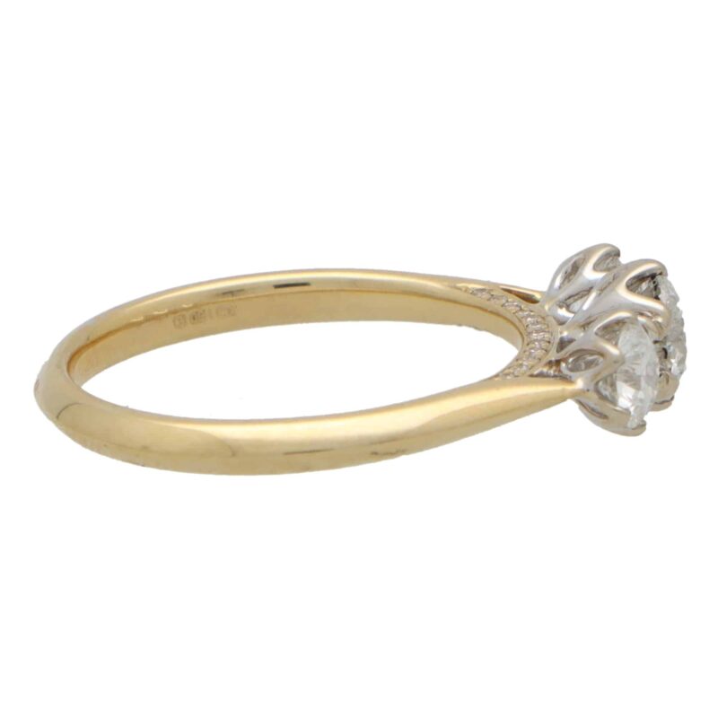 Diamond Three Stone Ring With Diamond Shank