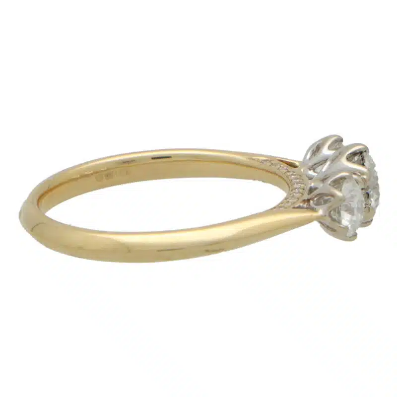 Diamond Three Stone Ring With Diamond Shank