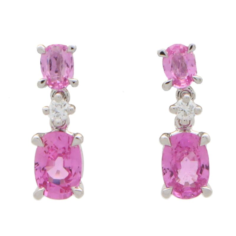 Pink Sapphire and Diamond Drop Earrings