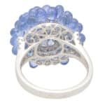 Hydrangea Briolette Blue Sapphire and Diamond Cluster Ring