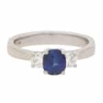 Blue Sapphire and Diamond Three Stone