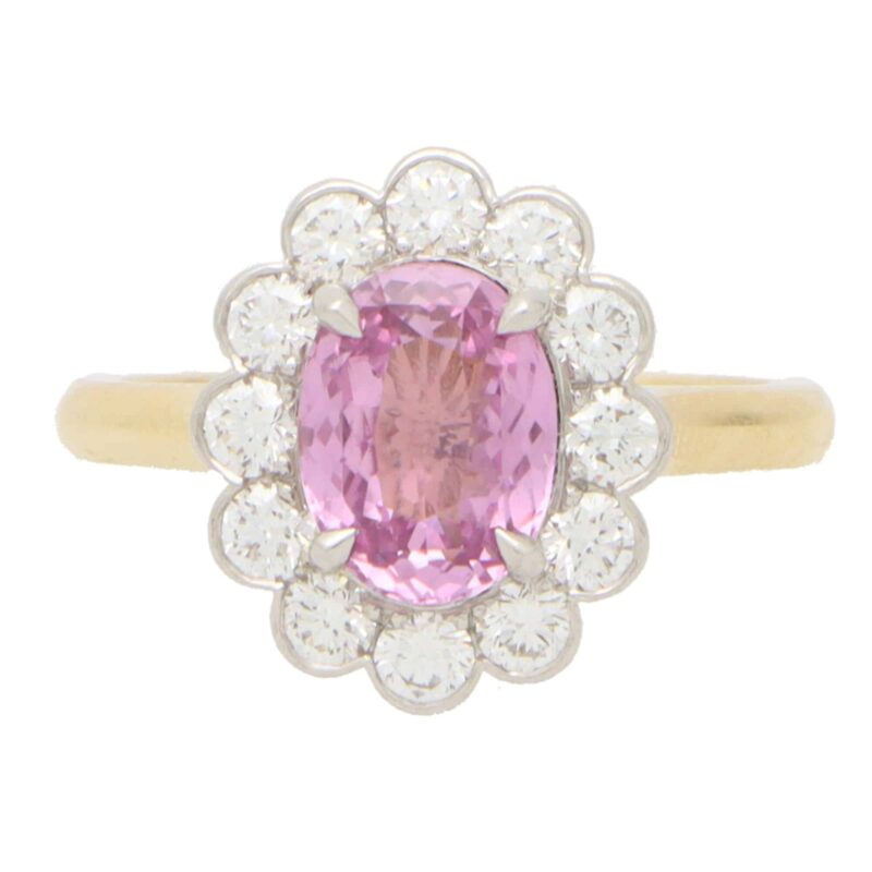 Pink Sapphire and Diamond Floral Cluster Ring