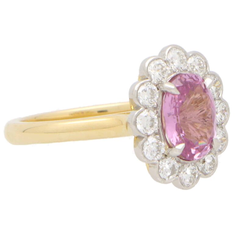 Pink Sapphire and Diamond Floral Cluster Ring