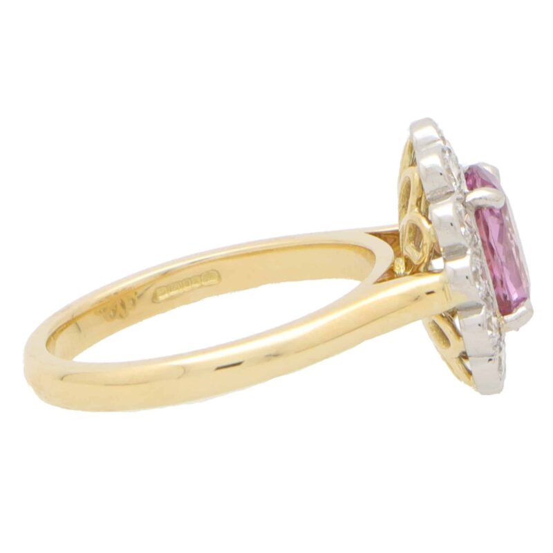 Pink Sapphire and Diamond Floral Cluster Ring