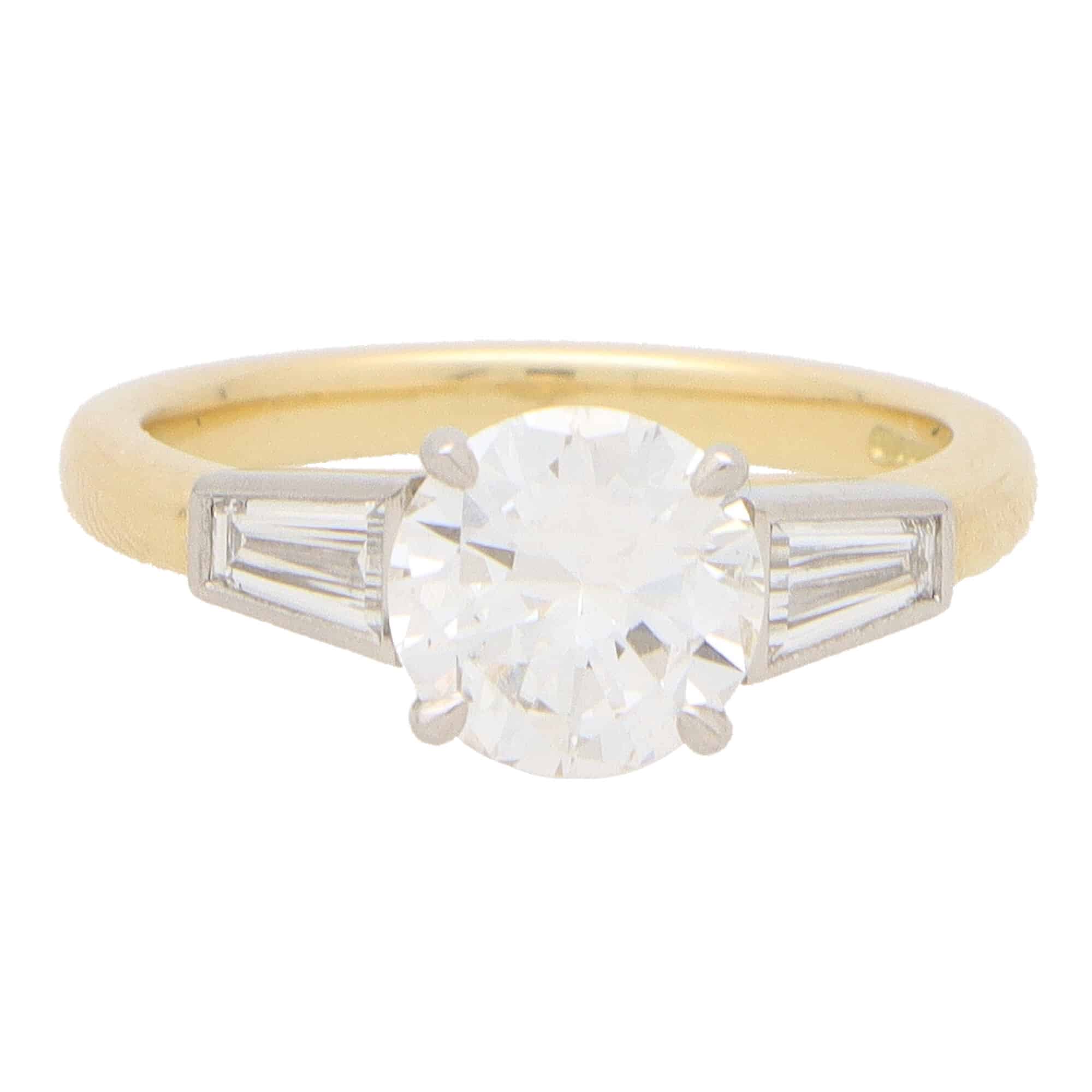 Certified Vintage Round and Tapered Baguette Ring at Susannah Lovis  Jewellers