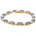 Vintage Oval Sapphire and Diamond Line Tennis Bracelet