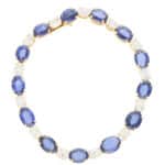 Vintage Oval Sapphire and Diamond Line Tennis Bracelet