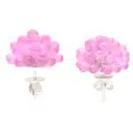 Hydrangea Briolette Floral Pink Sapphire Cluster Earrings