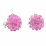 Hydrangea Briolette Floral Pink Sapphire Cluster Earrings