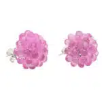 Hydrangea Briolette Floral Pink Sapphire Cluster Earrings