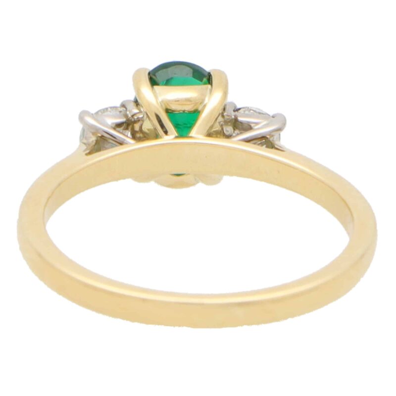 Emerald and Diamond Three Stone Ring