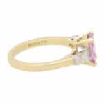 Mixed Cut Pink Sapphire and Diamond Three Stone Ring