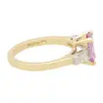 Mixed Cut Pink Sapphire and Diamond Three Stone Ring