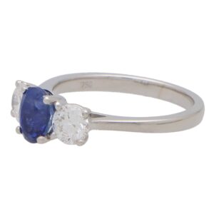 Certified Sapphire and Diamond Three Stone Ring