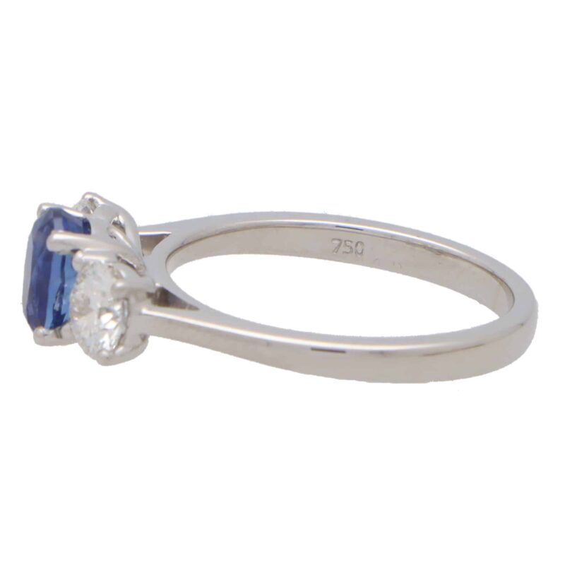 Certified Sapphire and Diamond Three Stone Ring