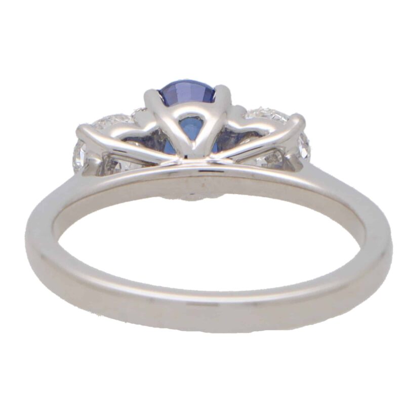 Certified Sapphire and Diamond Three Stone Ring