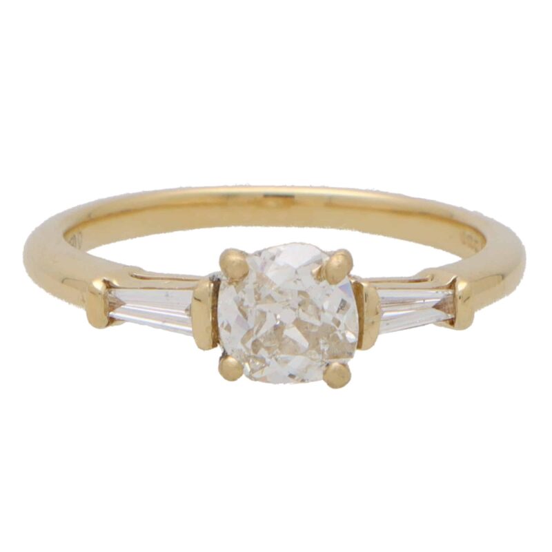 Vintage Old Mine Cut Diamond Three Stone Ring