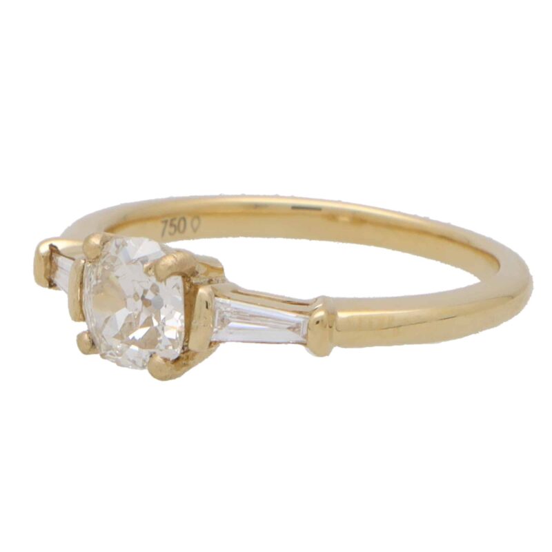 Vintage Old Mine Cut Diamond Three Stone Ring