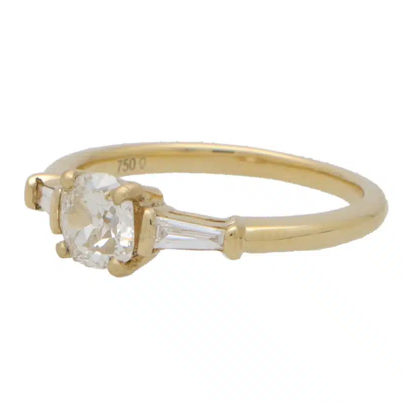 Vintage Old Mine Cut Diamond Three Stone Ring