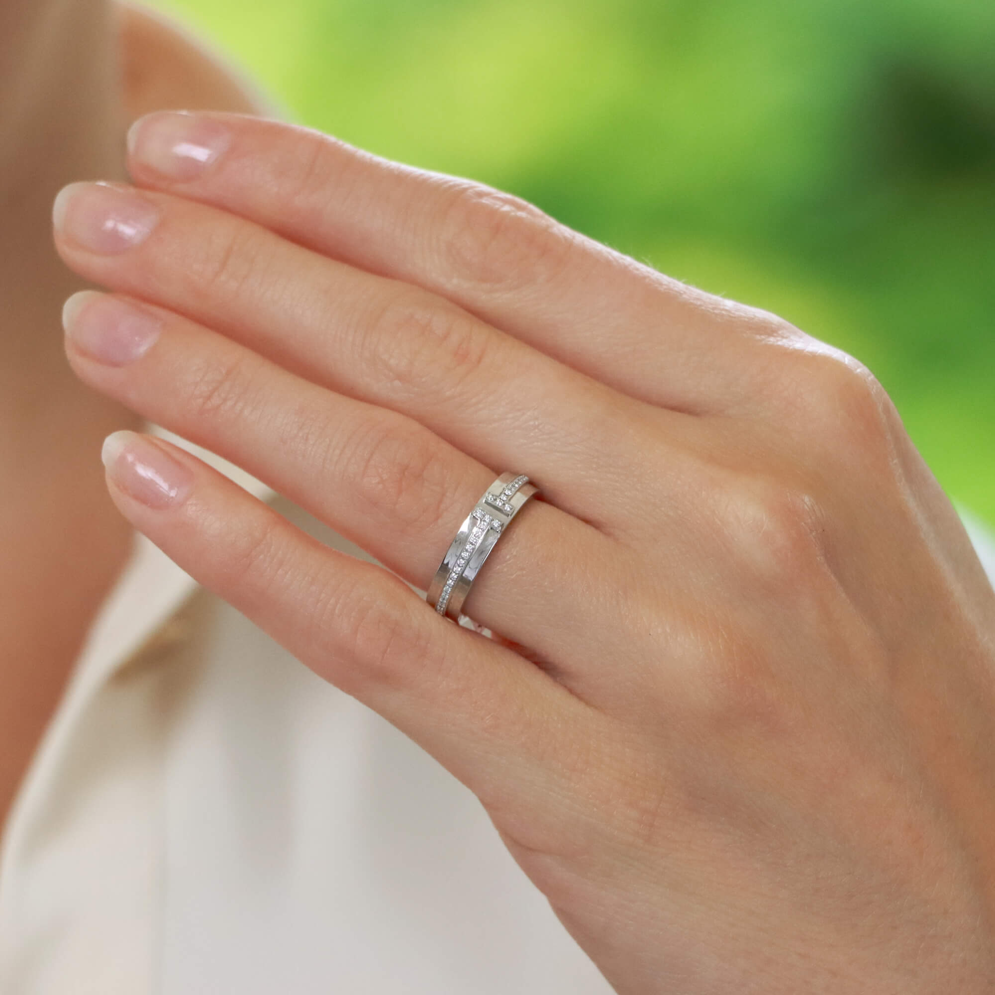Vintage Tiffany Co. Tiffany T Narrow Diamond Band Ring at