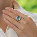 Vintage Bvlgari Parentesi Blue Topaz and Diamond Ring