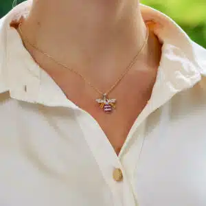 Ruby and Diamond Bee Pendant