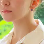 Checkerboard Amethyst Drop Earrings